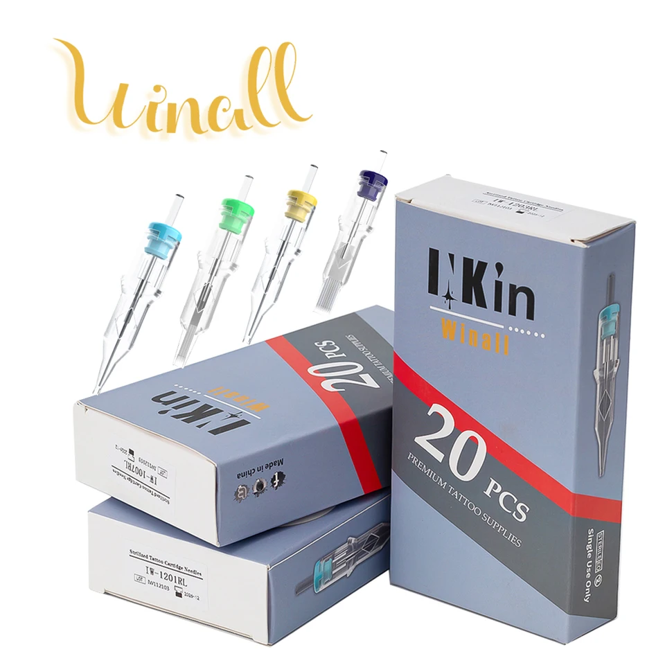 Inkin Winall Cartridge Tattoo ihly RL RS M1 RM Liner Shader #12 (0,35 mm) #10 (0,30) pre rotačné rukoväte s perom 20 krov/box