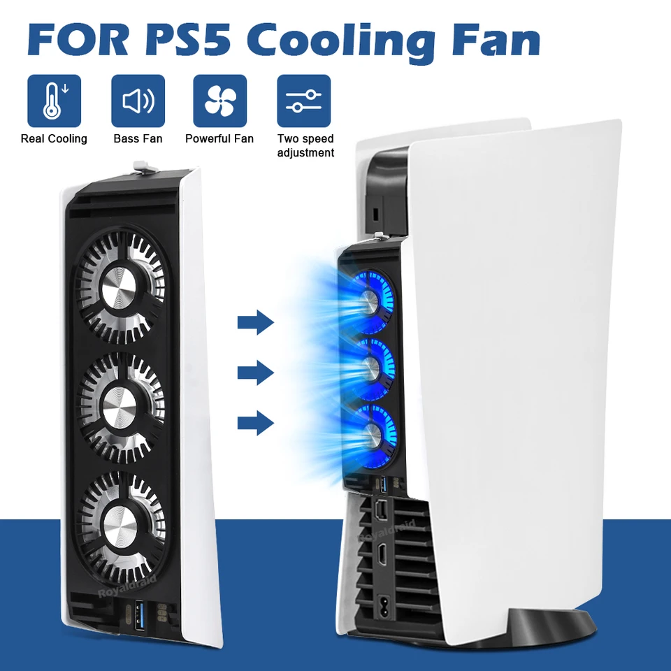 Inovované pre ventilátor Cooling Fan Cite Cool Cooler LED LIGH LED USB3.0 HUBS pre PlayStation 5 Disc & Digital Edition Console Accessories