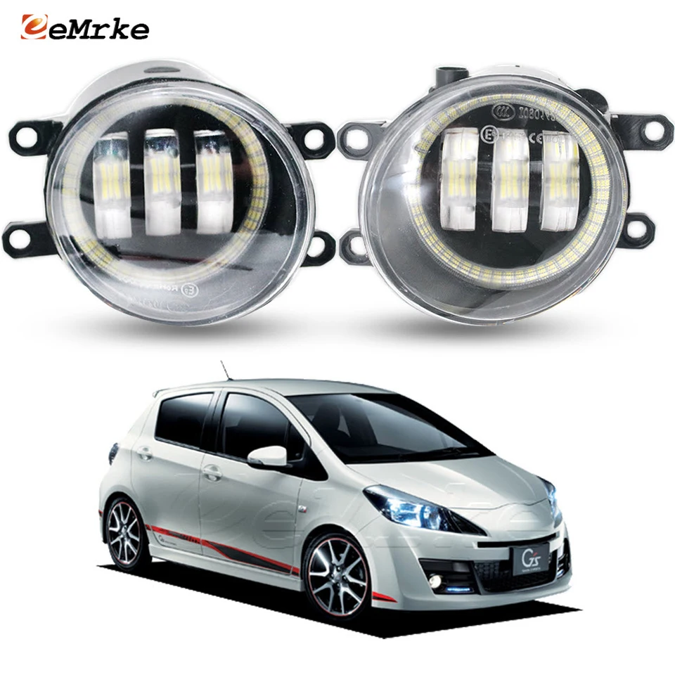 Inovácia LED FOG Lights PTF pre Toyota Vitz RS G's NCP131 10.2011-2017 s jasnými šošovkami Angel Eyes CAR DENTIME RUNG LAMP