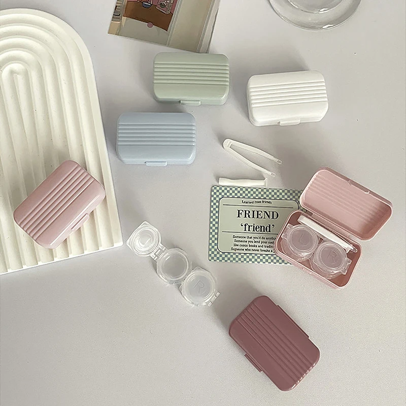Ins ako ryba retro jednoduché cukrovinky Candy Compakt Contact šošovky Partner Partner Box Pushis Care Box Flip Cover