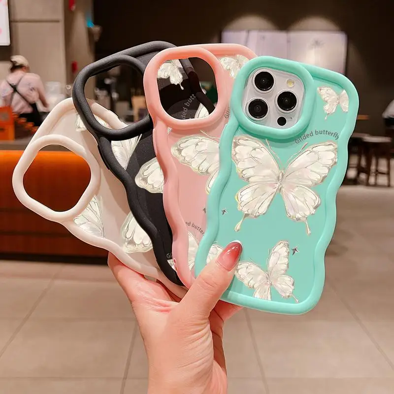 Ins Butterfly Wave Puzdet pre Huawei Honor X7A x8a x9a x8 x6 y7 Pro 2018 Y9 Prime 2019 Y8S Nova 3i Y70 P40 Lite Candy Cover Cover