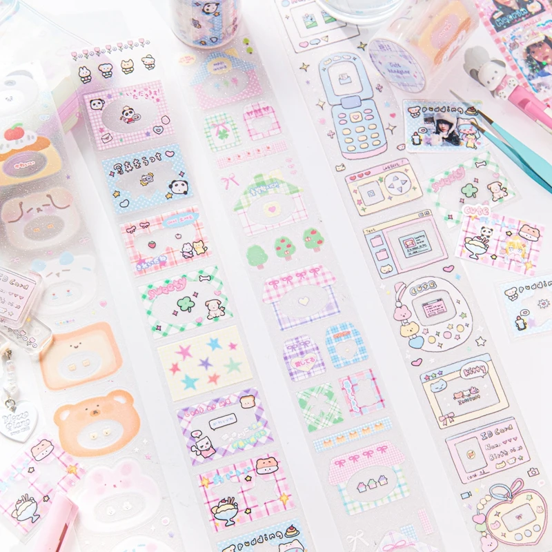Ins Cute Border Frame dekorácie lepenka páska Pet Die Cutting Tape Handbook DIY Scrapbooking Journal Collage Material Stickers