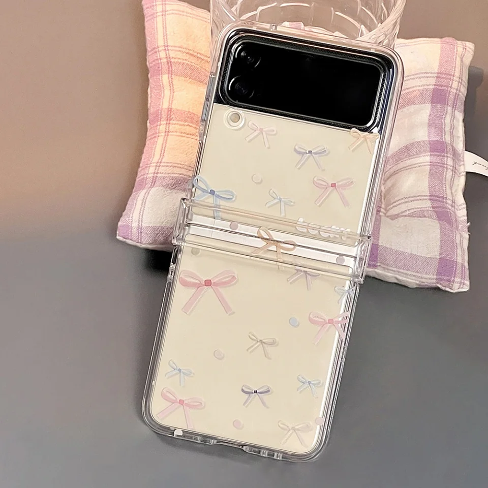 Ins Cute Colorful Bow Puzder pre Samsung Galaxy Z Flip3 5G Z Flip 5 Flip 6 Flip4 Y2K Zadný kryt