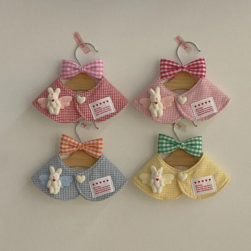 Ins Cute Plaid Rabbit Cape Pet Cat Cat and Pies Pet Cons ústa vodná uterák Dekorácie Doplníky pre malé psov pre domáce zvieratá