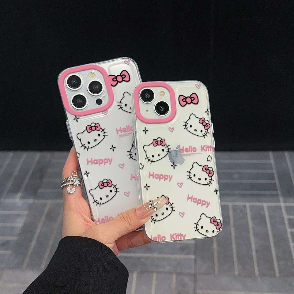 INS Hello Kitty Clear Space Telefon Pase pre Samsung A12 A13 A15 A22 A23 A24 A25 A30 A53 A54 A55 A72 A73 5G Transparentný kryt