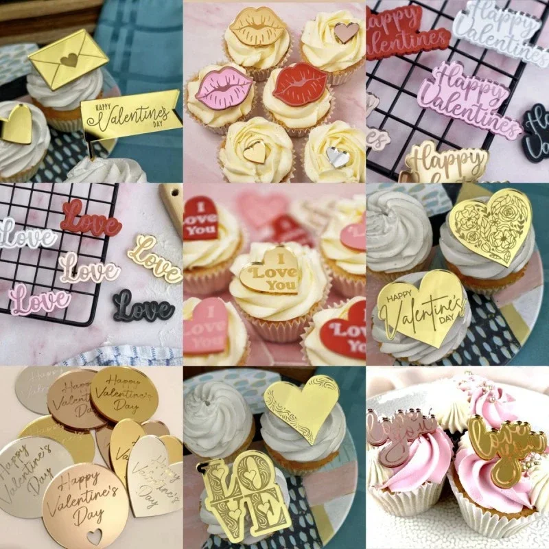 Ins I Love You Svadobná torta Topper zlato akrylové výročie večierky koláč torty Toppers Valentín Deň