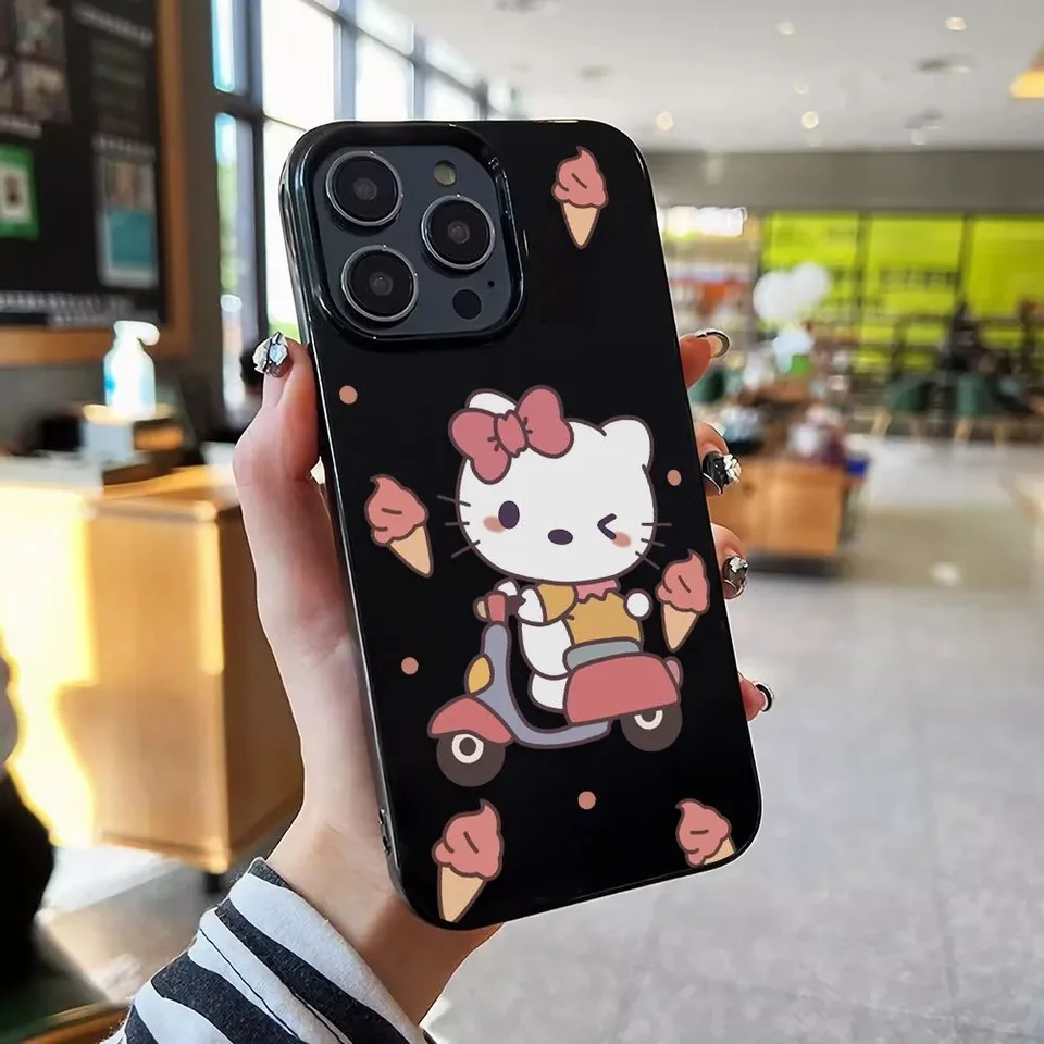 Ins Ice Cream Sanriohello Kitty pre iPhone 16 Pro Max 15 14 13 12 11 xr xs max 7 8 plus y2k karikatúra želé anti kvapky telefónu