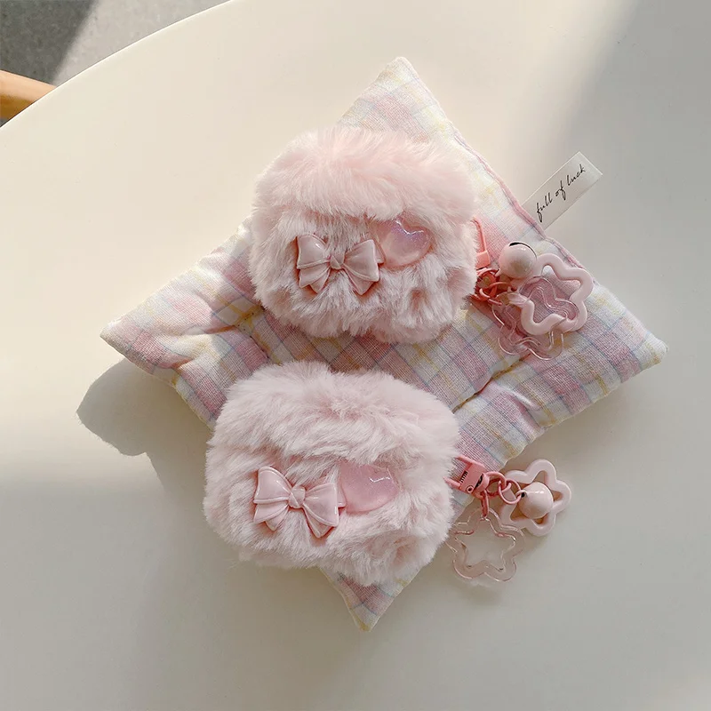 Ins Korean Cure Girl Plys Plush pre AirPods Pro 2 slúchadlá USB C 2. generácia pre Apple AirPods 3 Cover Bow Bear Fur Case Case
