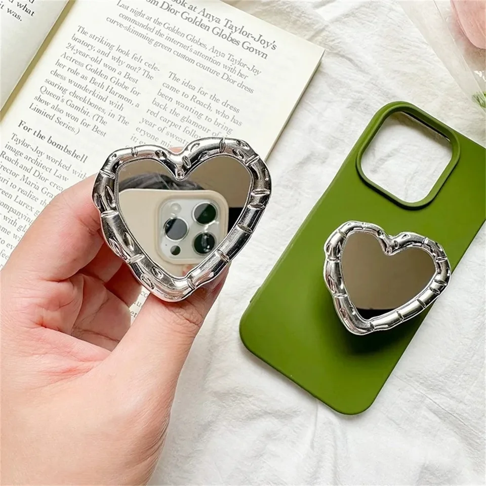 Ins Metal Love Heart Mirror Telefón GRIPTOK GRIP TOK DRIDER PRINCE PREPONÁLNE PODPORUJÚCE PODPORA