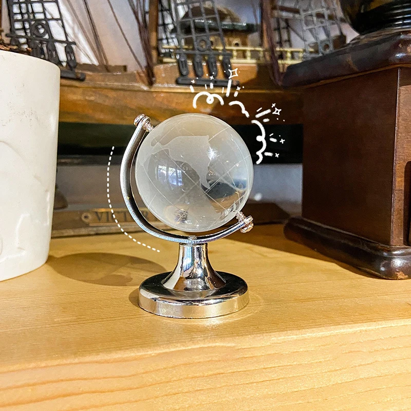 Ins Mini Crystal Transparent Earth Globe Ball Glass Miniatúrne ozdoby Vzdelávacie hračky Darček Domov dekorácie Office dekorácie 1pc