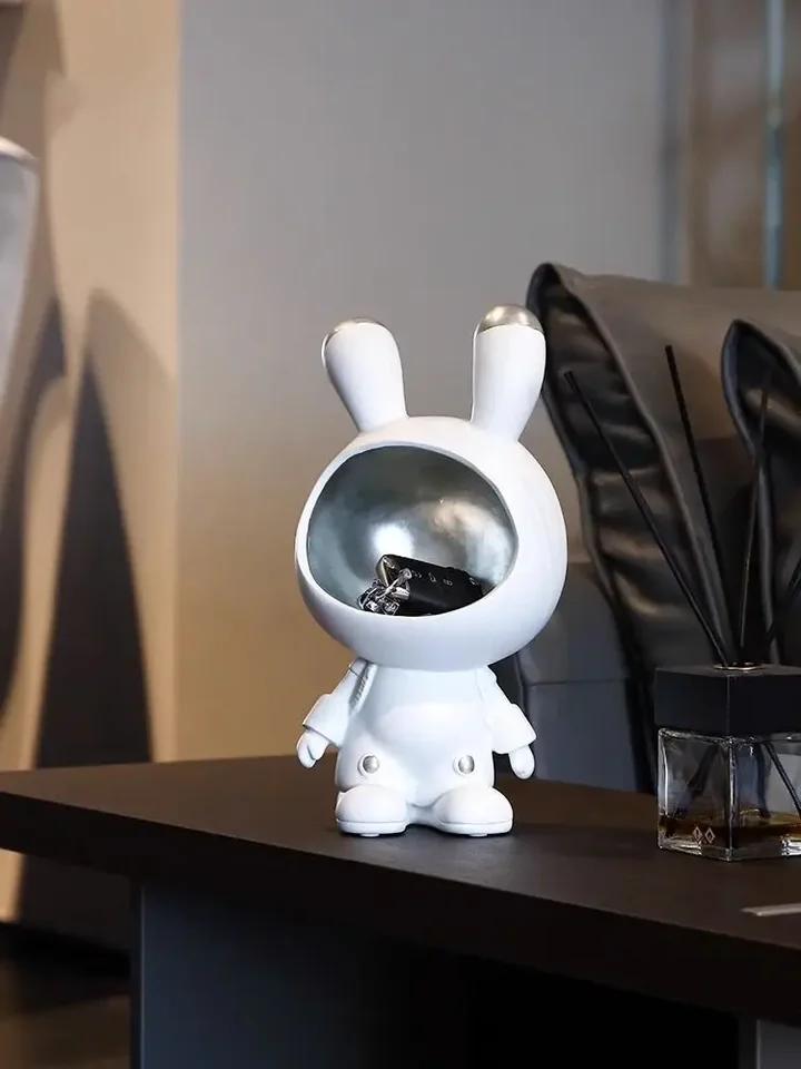 Ins Nordic Space Rabbit Astronaut Key Tray Tray Darčekové ozdoby živice stolné figuríny domov pre obývaciu izbu dekorácie ozdoby