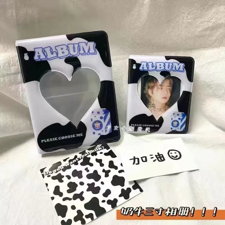 Ins Style Mini Cow 3 palcový fotoalbový album Star Girl Love Bean Storage Card Cartoon Kpop Album de Fotos KPOP Phocard Binder