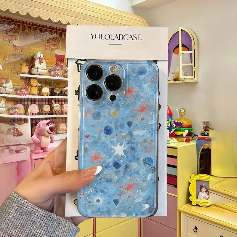 Ins YK2 Marine Life Pattern Telefon Pase pre Xiaomi Mi 11 11T POCO F5 X5 M4 X4 M3 X3 NFC LITE GT PRO 4G 5G Priehľadný mäkký TPU