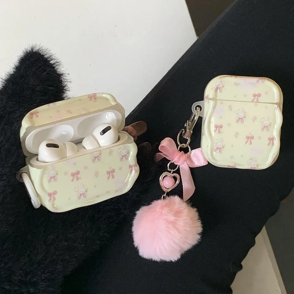 INS čerstvé kvetinové králičie puzdro pre slúchadlá pre AirPods Pro 2 puzdro pre AirPods 1 2 3 Ochranné krytie kaderníckeho kľúča Keychain