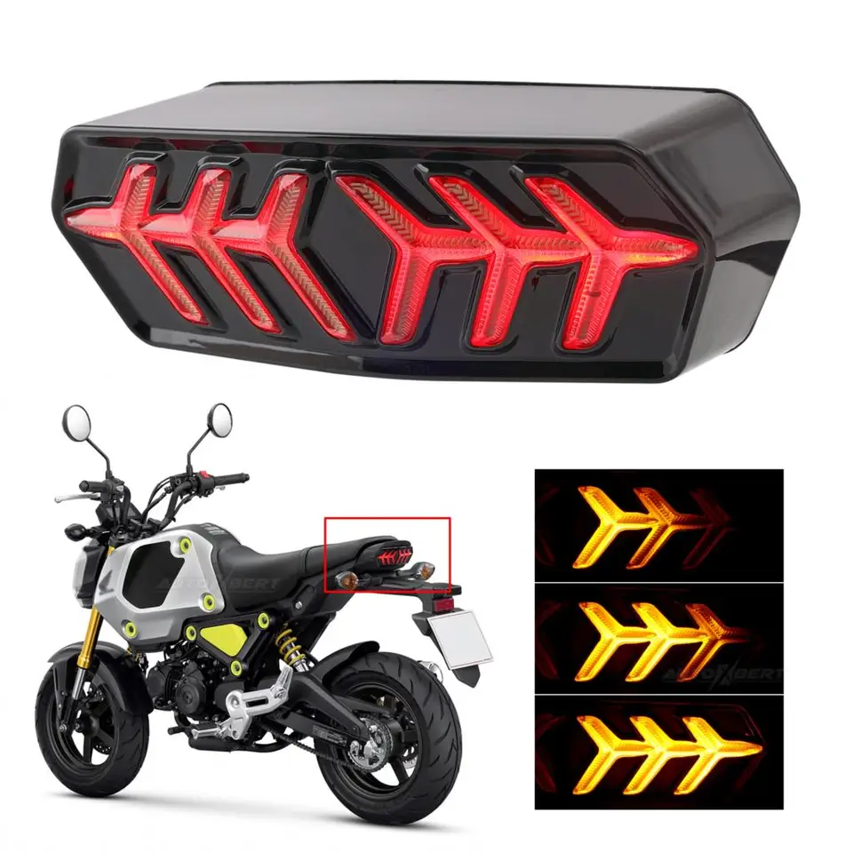 Integrovaný sekvenčný sekvenčný zákrutový signál pre údený LED Tail Brzdenie pre Honda Grom MSX125 CB650F CB650F CTXN700 Motocyklové príslušenstvo