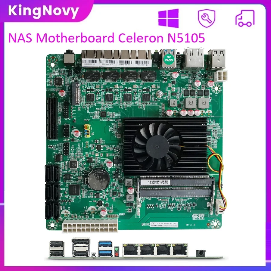 Intel Celeron N5105 N5100 NAS Mainboard Jasper Lake 6*SATA3.0 4*2,5G NICS 1*PCIE 17x17cm Soft Routing ITX Základná doska 2*DDR4