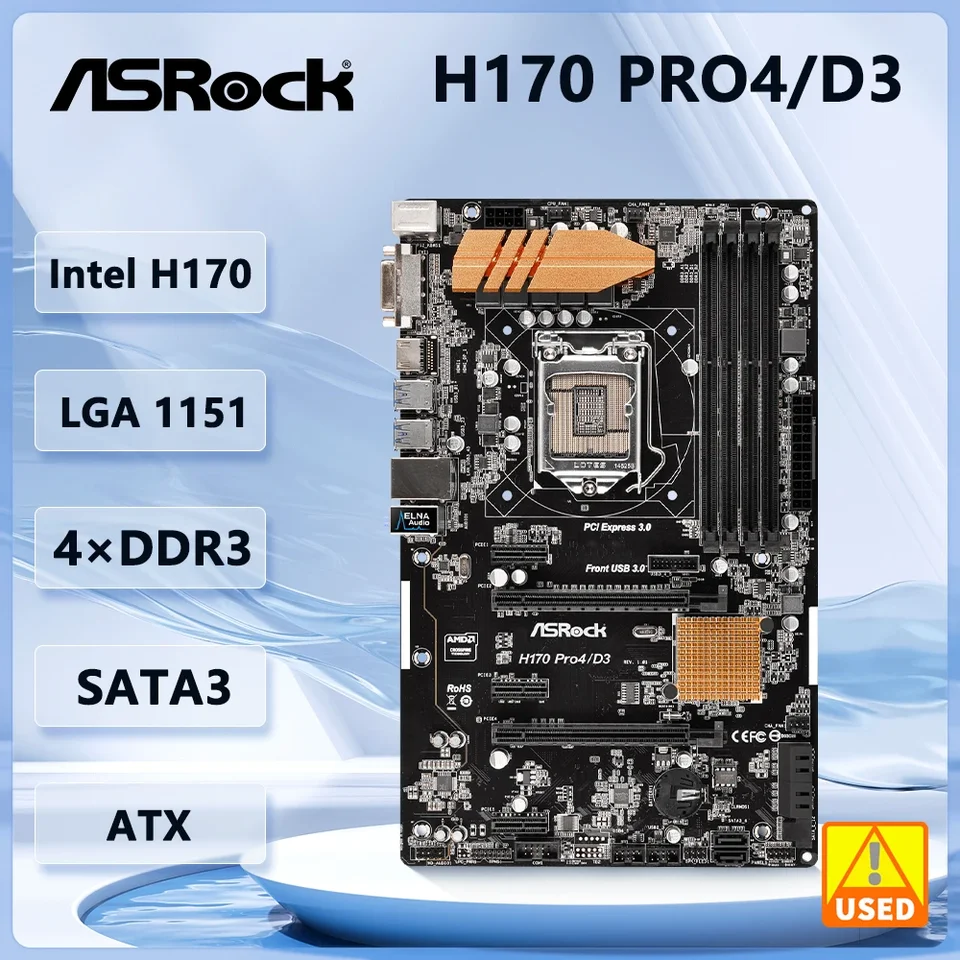 Intel H170 základná doska ASRock H170 Pro4/D3 LGA 1151 DDR3 64GB PCI-E 3,0 USB 3.1 M.2 ATX podporuje 6./7. gen Intel Core i5-6500
