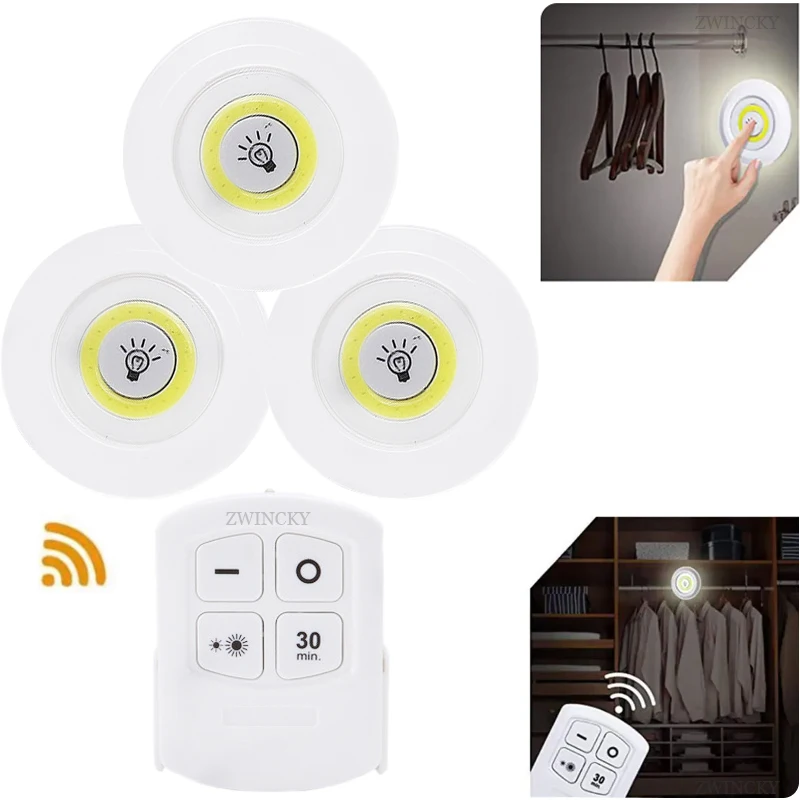 Inteligentná bezdrôtová LED svetlo Kuchyňa pod nábytkom Stlmiteľné lampy Spálňa Spátka Lighting Round Round s diaľkovým ovládacími LED svetlami