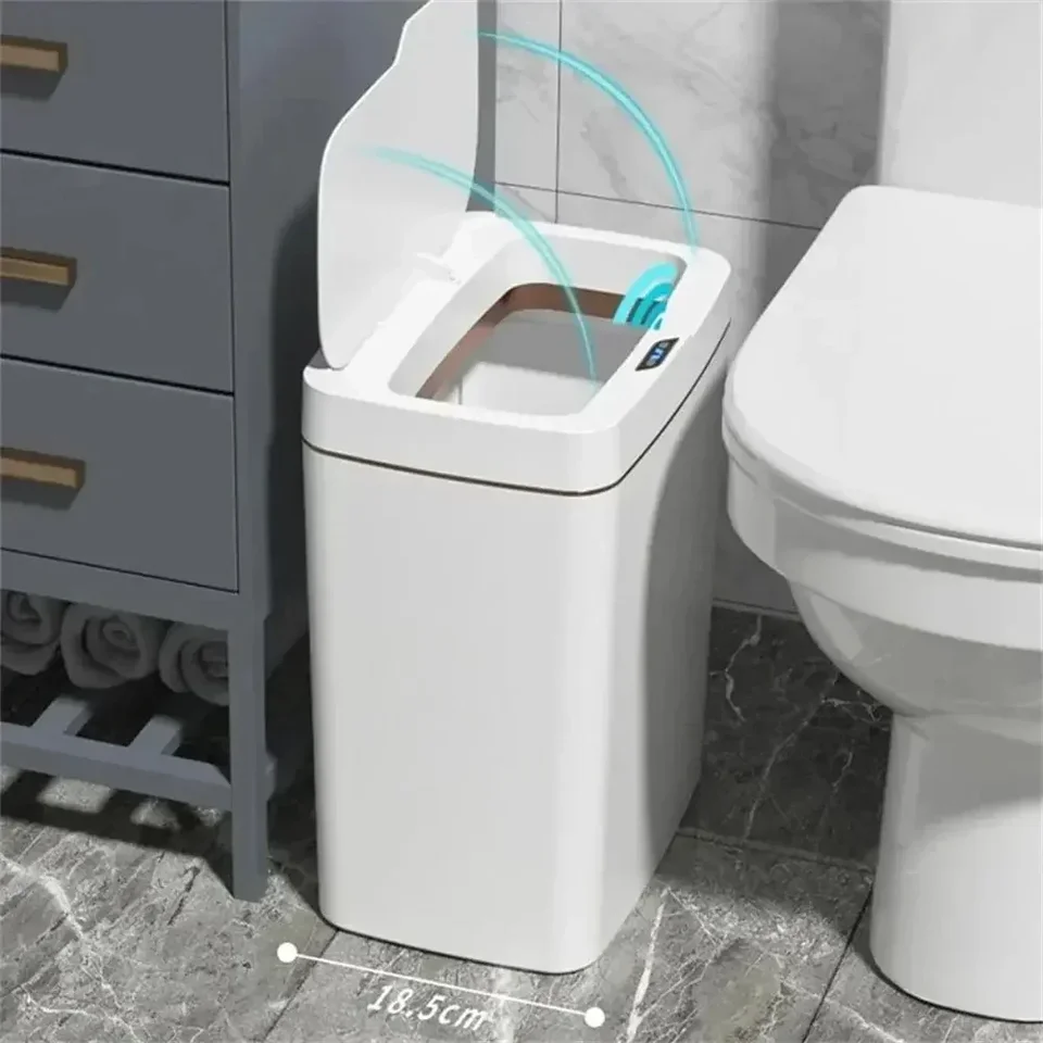 Inteligentná kúpeľňa Kôš môže automatické vrecká elektronické odpadky môže biely bezdotudný úzky inteligentný senzor odpadkový kôš Smart Home 15L