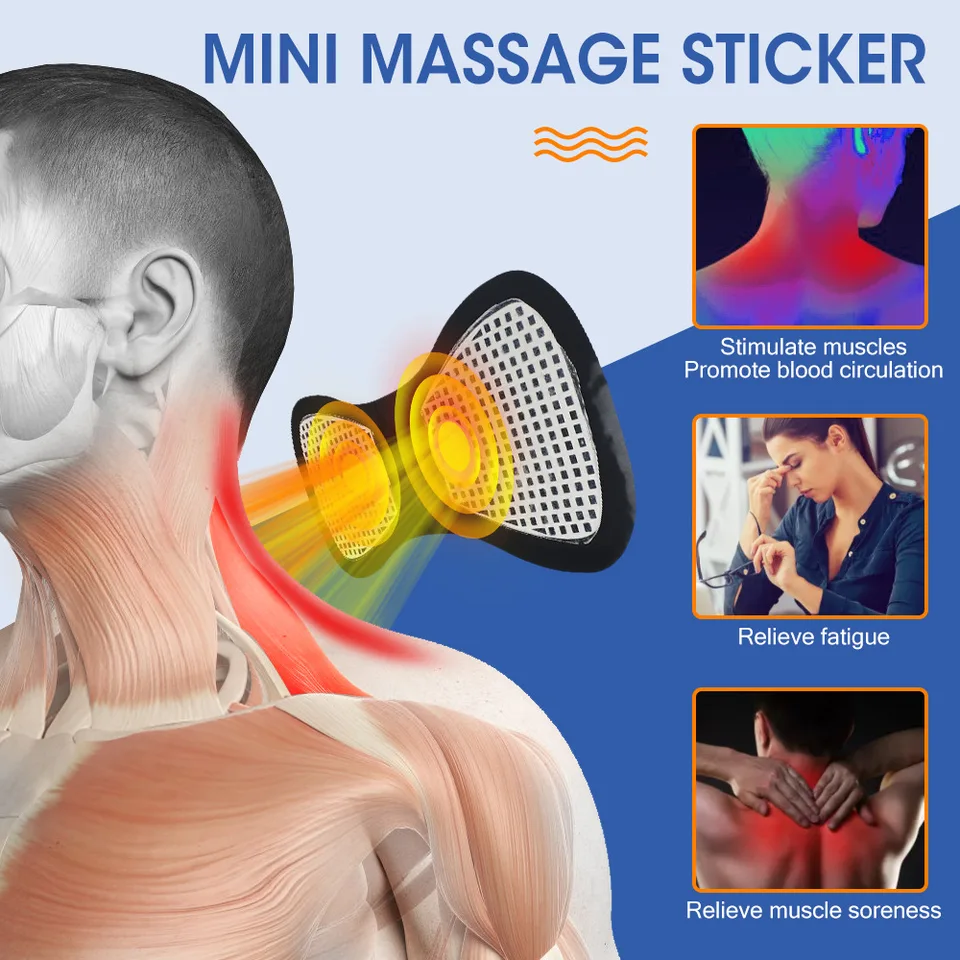 Inteligentná masážna nálepka Plne automatické LCD displej Crevical chrbtice nohy pulz pulz bezdrôtový mini prenosný masáž
