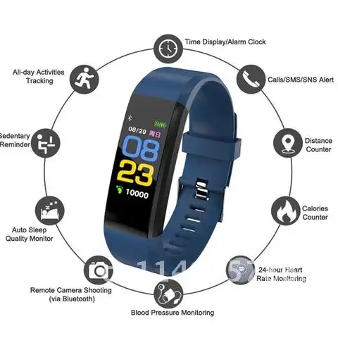 Inteligentná skupina 115Plus Sport Bluetooth náramok ID115plus srdcový rytmus Monitor Monitor Activity Fitness Tracker Smart Bracelet 1