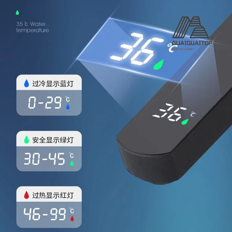 Inteligentná teplota LCD Kúpeľňa kohútik Faucet Faucet Touch Screen Deck Mount Cold Hot Water Mixer Kúpeľňa žeriavové vrecká