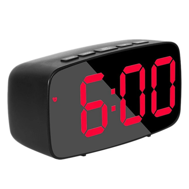 Inteligentné digitálne budíkové posteľ, červené LED cestovanie USB Desk Clocks s teplotou 12/24 hodín odklad do spálne, čierna