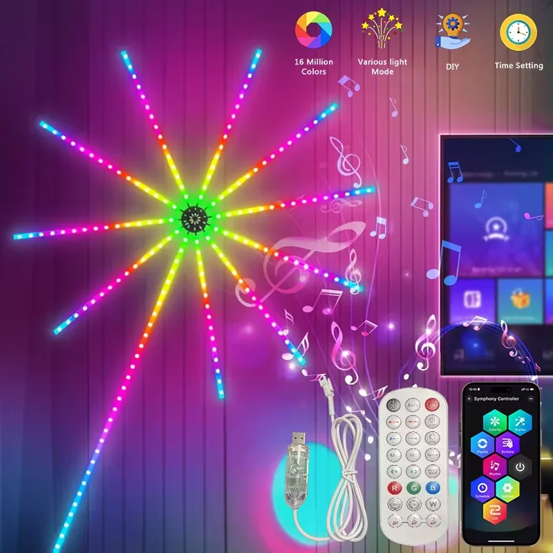 Inteligentné ohňostroje LED LED vnútorné ohňostroje svetlo Firework Spustenie efektu RGB Mana