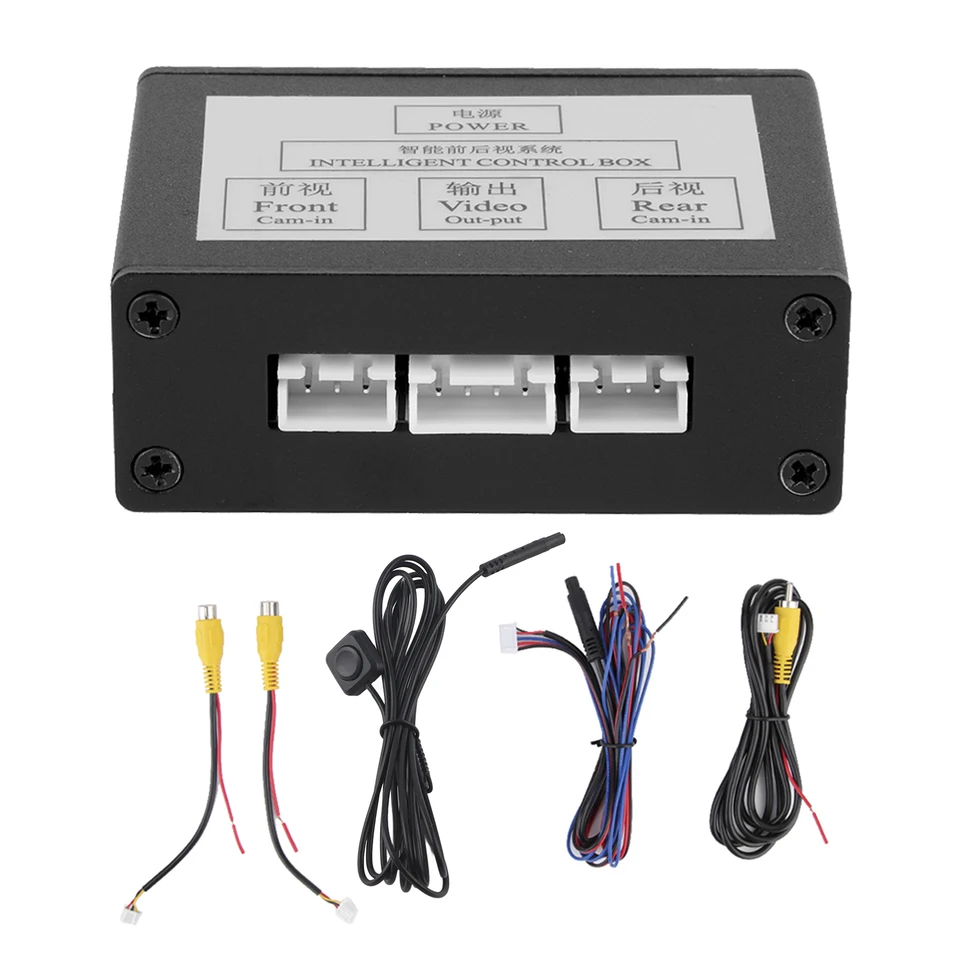 Inteligentné parkovacie fotoaparáty prevodníka predného zadného zobrazenia Video Switch Switch Control Box Adaptér DC12V Elektronické príslušenstvo CAR