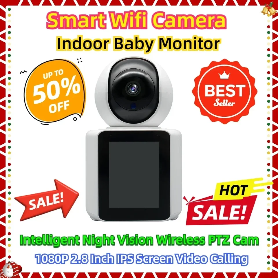 Inteligentné wifi fotoaparáty inteligentné detské monitory inteligentné nočné videnie bezdrôtové PTZ CAM IM CAM 1080P 2,8 palca IPS