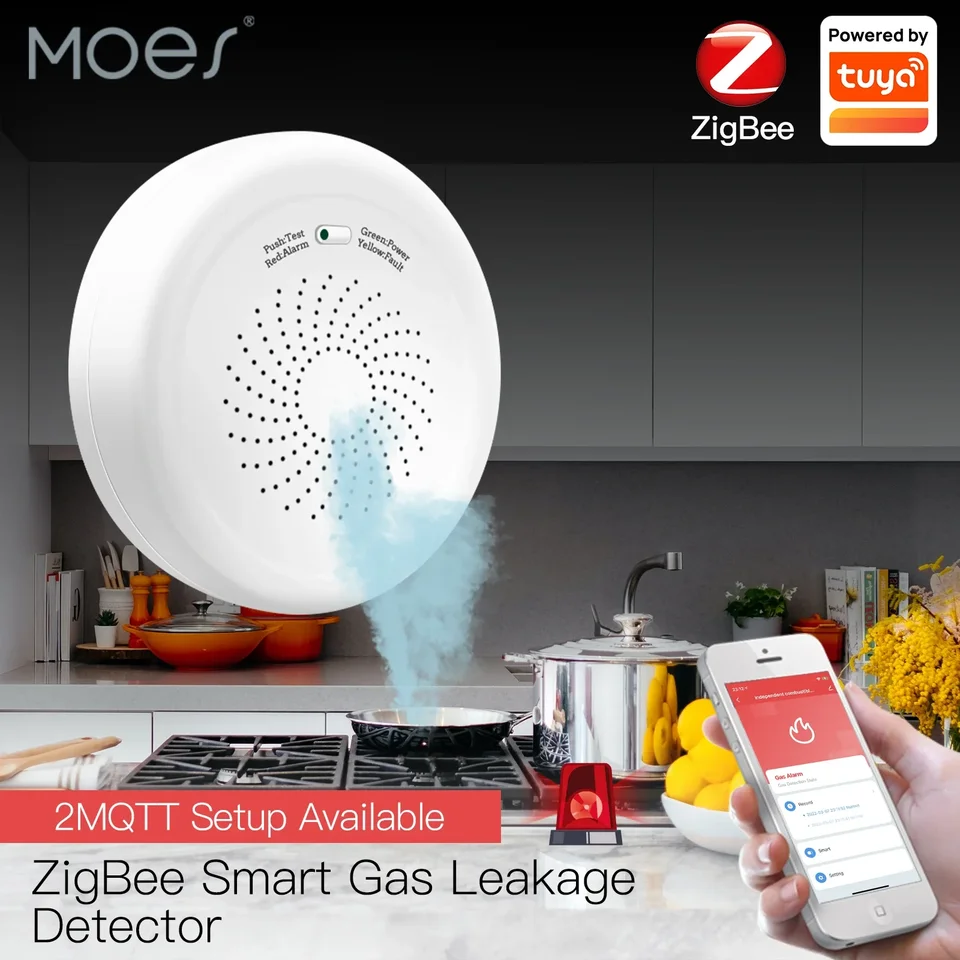 Inteligentný Zigbee Gas Detection Detector detektor horľavého senzora Tuya Smart Home Security Alarm System Smart Life Tuya App diaľkové ovládanie