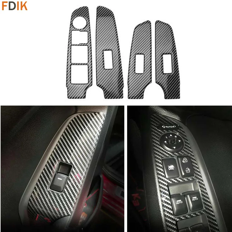 Interiérový štýl automobilu Reálne uhlíkové vlákno prepínač okna Kryt Tink Panel Panel pre Kia K3 2012 2013 2014 2015 2016 2016 2017