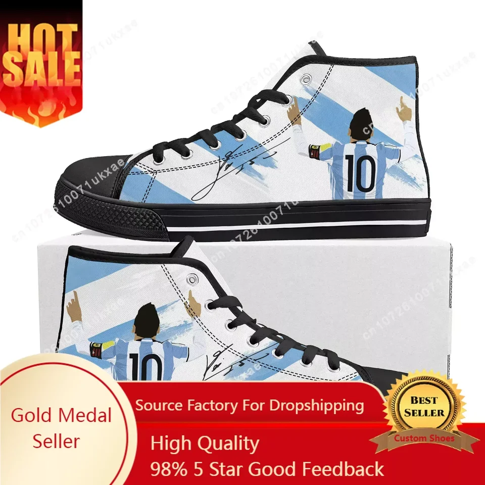 Internacionálny futbalový futbal Miami č. 10 Argentína High Top Sneakers Mens Womens Teenager Canv Sneaker Casy Coust Shoes Shoes