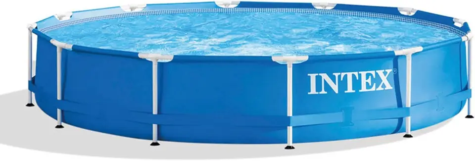 Intex Metal Rám 12 ft x 30 v okrúhle nad zemou vonkajšia záhrada Plavecký bazén pre deti a dospelých vo veku 6 a viac rokov, modrá modrá