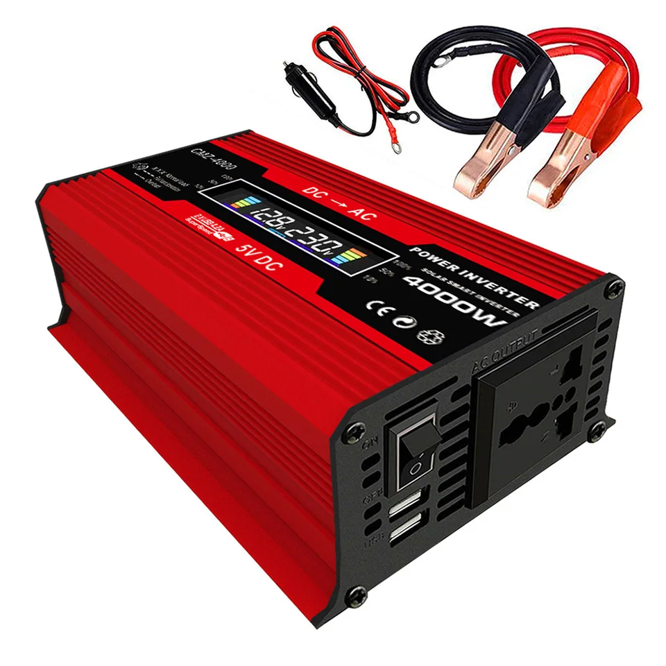 Invertor napájania vozidla 12V až 110 V/220V Transformátor Transformátor Adaptér LCD displej modifikovaného konvertora sínusového vlny