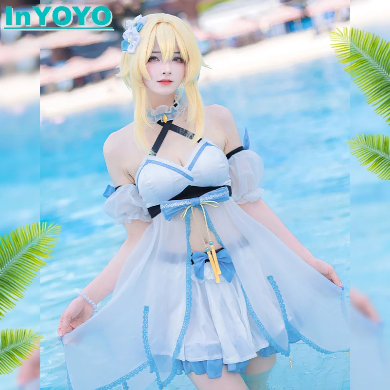 Inyoyo lumine cosplay kostýmy hra genshin dopad milé bikiny letné pláž plavky plavky plavecký oblek na párty halloween žien dievčatá