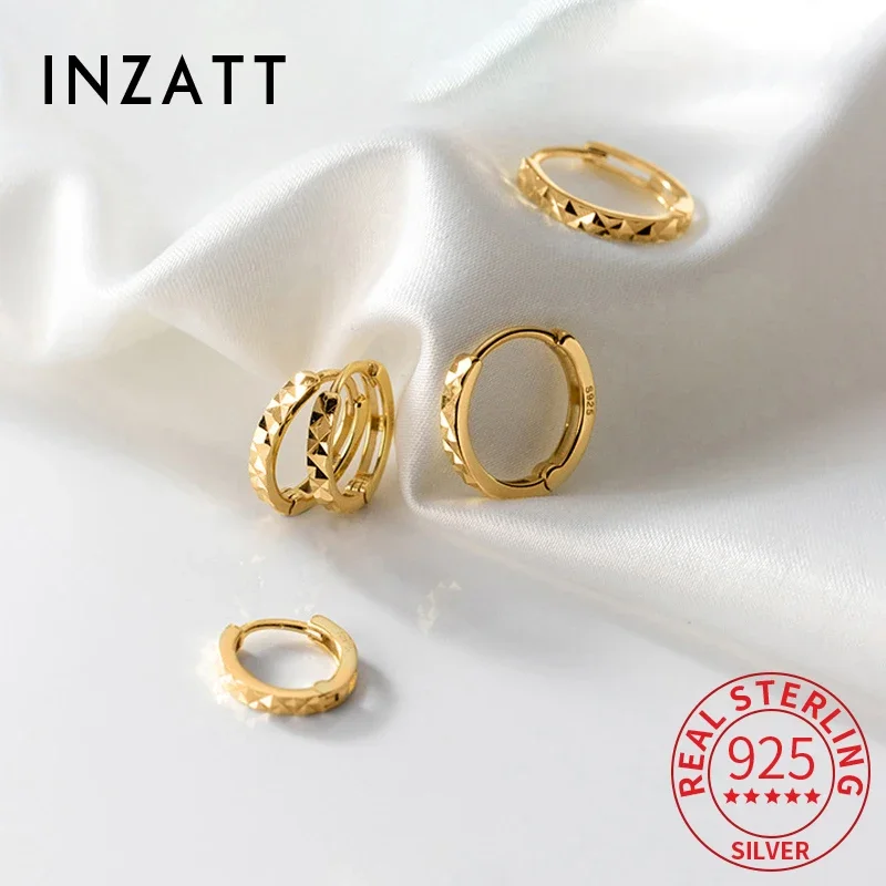 Inzatt Real 925 Sterling Silver 10/12/14 mm 18k okrúhle náušnice obruče pre ženy klasické jemné šperky 2024 Trendové leto