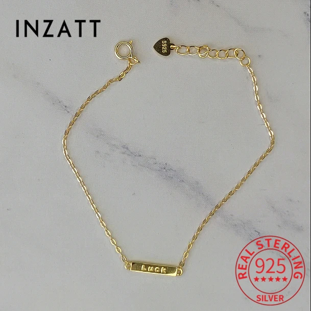 Inzatt Real 925 Sterling Silver Letter Luck 14k Gold -Plated Charm pre ženy Party Classic Minimalista Fine Jewelry Gift
