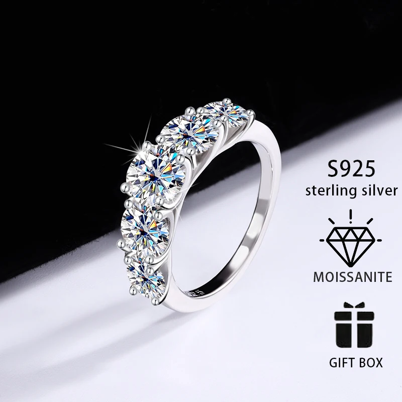 Inzen Classic 3.6 ~ 7 Carat Moissanite 925 Sterling Silver Ring, Elegantný romantický prsteň, darčekové šperky narodenín