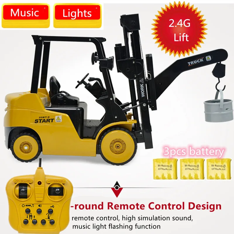 Inžinierske vozidlo RC RC vysokozdvižné vozíky s vedrami zdvihnutým RC Bulldozer nakladač vozidla všade okrúhle riadenie automatického demo hudobného svetla Lighttoy