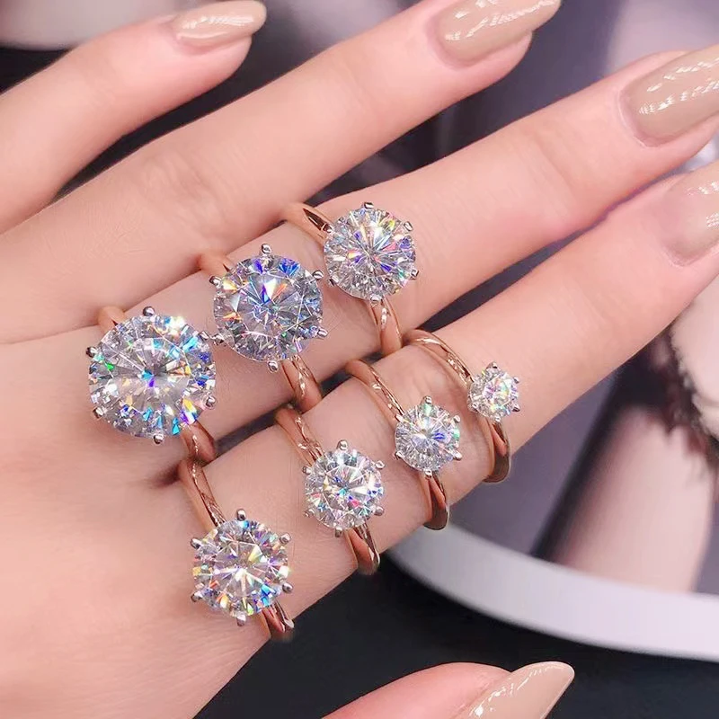 Iogou d Moissanit Ring 3Ct Diamond zásnubný prsteň Solitaire pre ženy 2Ct Moissanit Ring s certifikátom 14K Rose Gold Ring