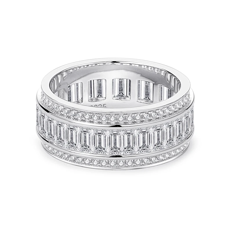 Iogou Luxury Full 5A Cz Svadobný prsteň Ring Eternity Band 925 Strieborné ženy Men Vysoko kvalitné jemné doplnky šperky zadarmo Doprava zdarma