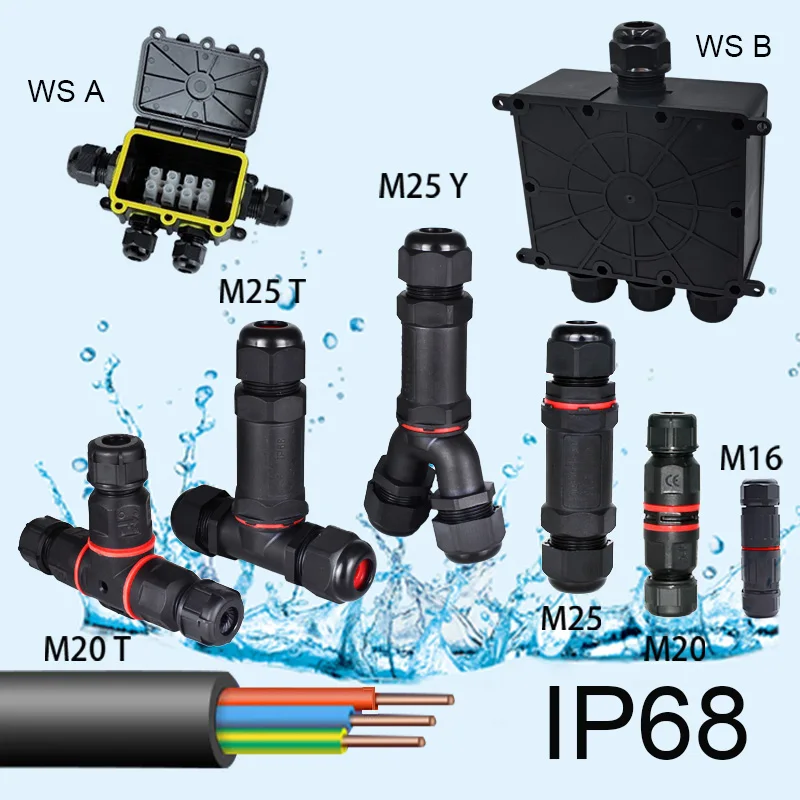 IP68 DIY plastový kryt vonkajší čierny vodotesný puzdro Drôt terminálovej spojky elektronické elektrické projektové konektory
