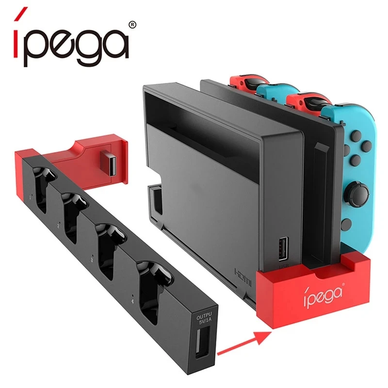 IPEGA PG-9186 nabíjačka Dock Stand 5 v 1 nabíjacej stanici pre Nintendo Switch NS Game Console s indikátorom