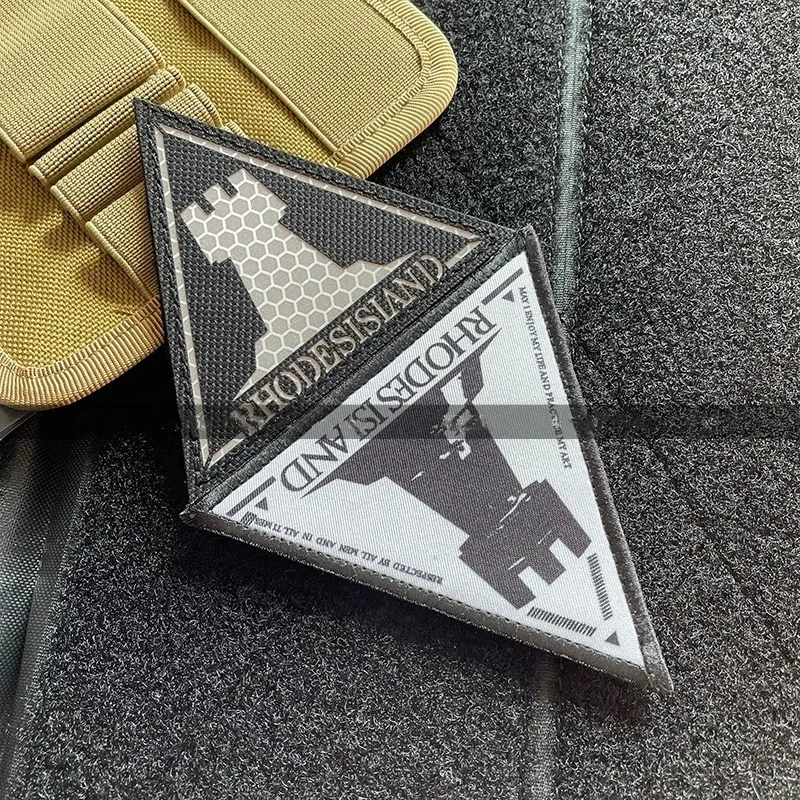 IR reflexné Rhodos Island Tactical Patches pre odevné háčiky a slučkovú náplasť Arknights Binárny anime znak pre jednotné doplnky