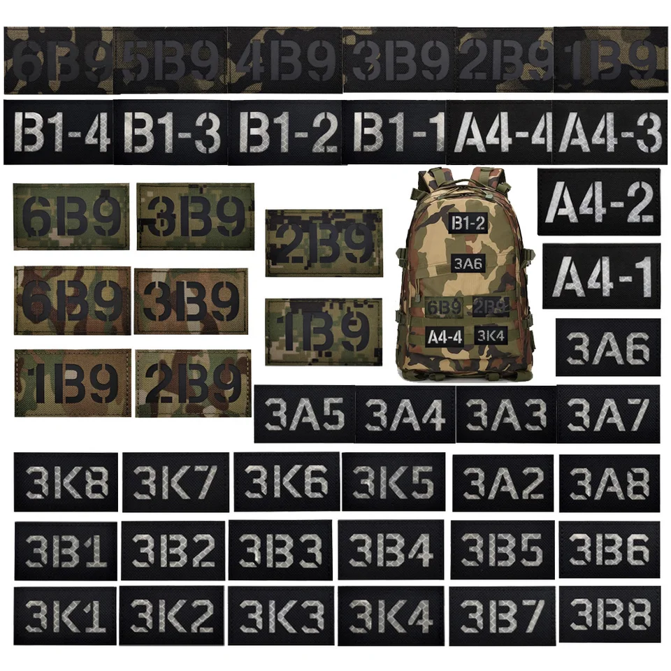 IR reflexné volanie Číslo odznaku A4-1 B1-2 1B9 2B9 Camouflage Reflexe 3B2 3B13K1 Hook Loop Patch Batch Battches na oblečenie