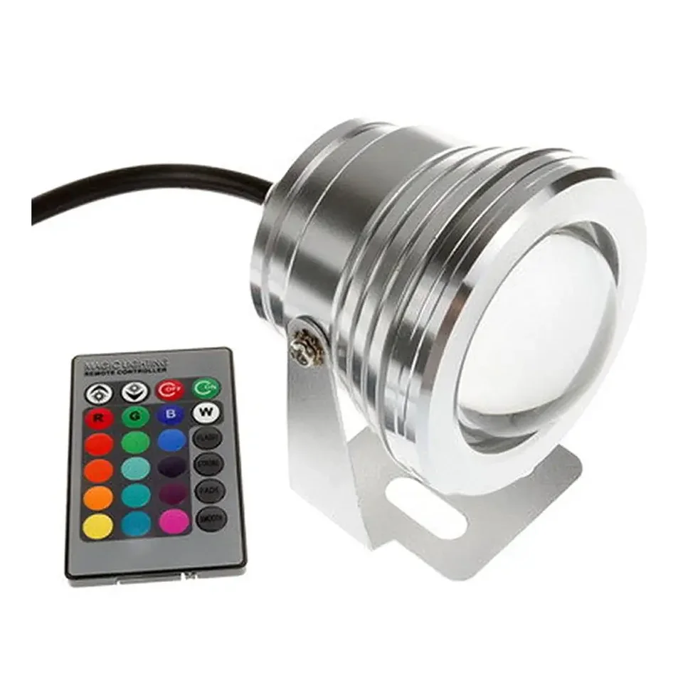 IR vzdialený 12V 10W RGB farebný bazén LED svetlá LED Svetlá krajina Záhradná fontána pod vodou dekora