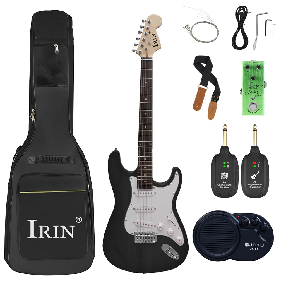 Irin St 39 -palcová elektrická gitara 6 reťazce 22 pražcov javorová telesná elektrická guitarra s bezdrôtovým prijímačom pre vysielač AMP