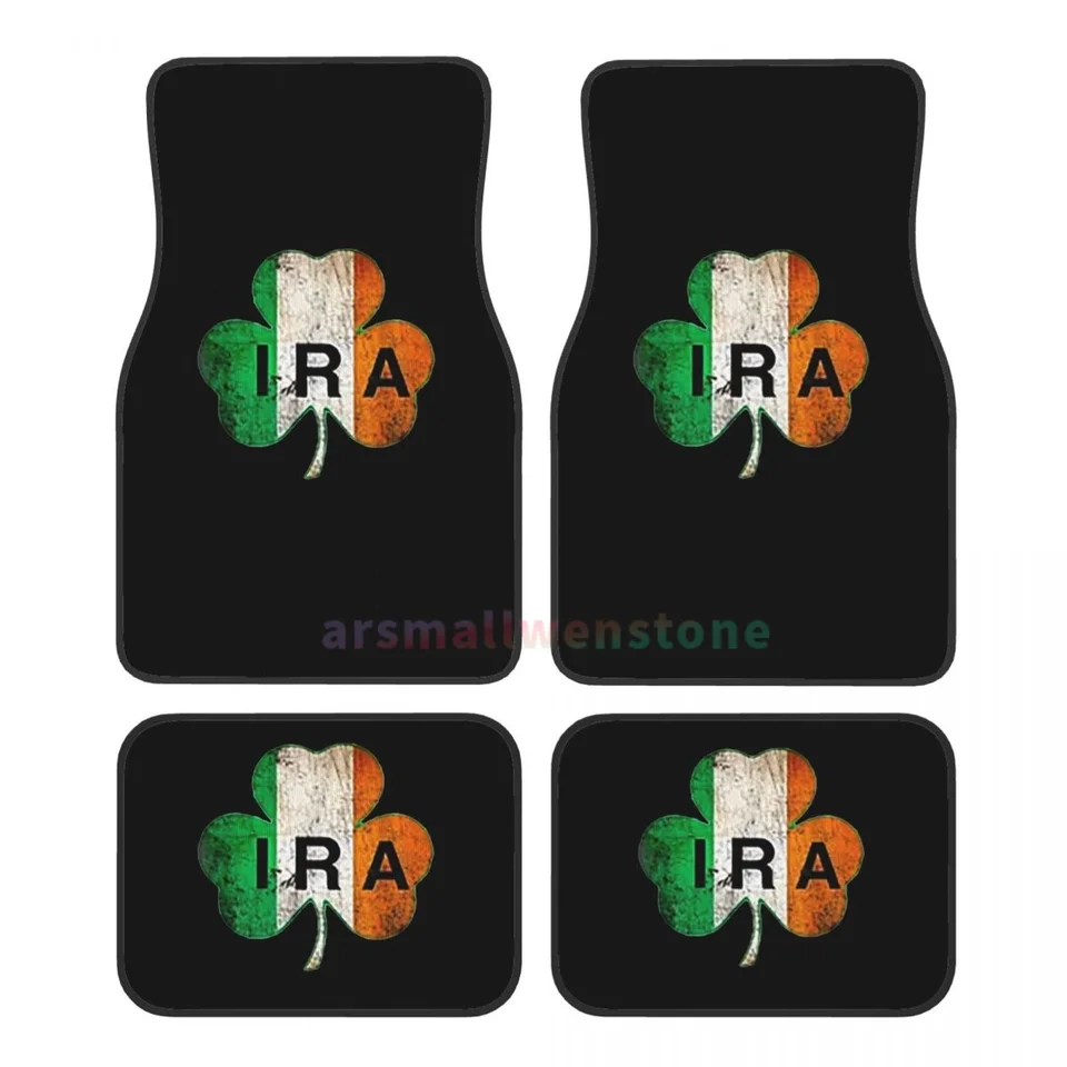IRISH Lucky Lucky Shamrock St Patrick's Day Írsko Vlajka Crystal Velvet Car podlahové rohože sada štyroch protivníkových automobilov 4ks 4ks
