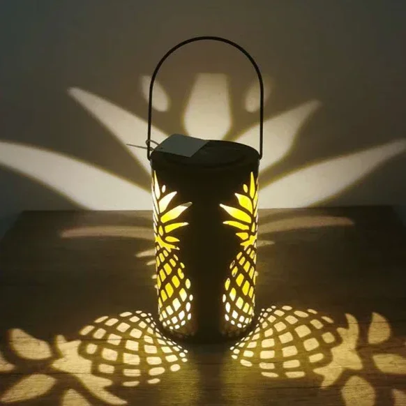 Iron Art Európska ananásová lampa solárna vonkajšia nádvoria závesná lampa personalizovaná projekcia Dekoratívna lampa